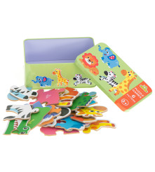 Set 6 puzzle-uri cu animale din Safari, in cutie metalica, 25 piese