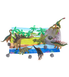 Set 7 figurine dinosauri cu covoras din folie si accesorii