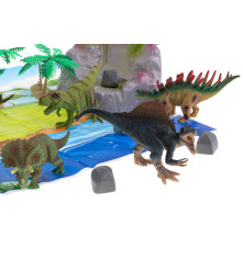 Set 7 figurine dinosauri cu covoras din folie si accesorii