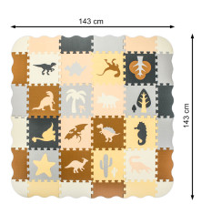 Covoras puzzle din spuma pentru copii cu dinozauri, 36 piese, 143cm X 143cm X1cm