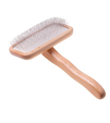 Perie de par din lemn de fag cu pieptene fin pentru caini si pisici, marimea M, 11,5 cm