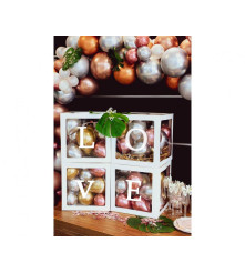 Set 4 Cutii Decorative Pentru Baloane, Cu Inscriptia Love, 35 Cm