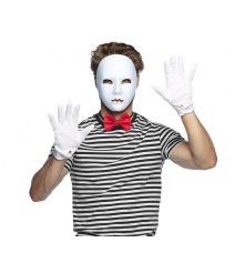 Masca mime din plastic pentru carnaval, Halloween sau bal mascat, alb