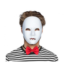 Masca mime din plastic pentru carnaval, Halloween sau bal mascat, alb