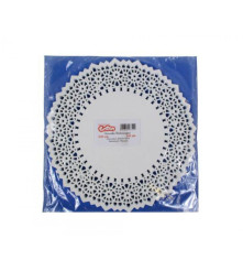 Set 100 de hartie dantelata alba, pentru platouri, rotunde, 25 cm