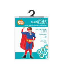 Costum carnaval Superman cu muschi pentru copii, 7 - 8 ani (120/130 cm)