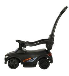 Masinuta pentru copii cu maner parental, bara de protectie, sunete si lumini, Negru