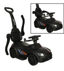 Masinuta pentru copii cu maner parental, bara de protectie, sunete si lumini, Negru