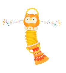 Jucarie muzicala pentru bebelusi Bufnita Acordeon cu LED, 30 cm, Portocaliu
