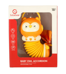 Jucarie muzicala pentru bebelusi Bufnita Acordeon cu LED, 30 cm, Portocaliu