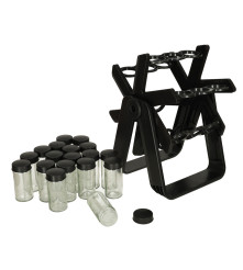 Set 18 recipiente condimente cu suport rotativ, 26 cm x 22.5 cm x 34.5 cm, Negru