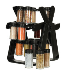 Set 18 recipiente condimente cu suport rotativ, 26 cm x 22.5 cm x 34.5 cm, Negru
