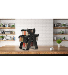 Set 18 recipiente condimente cu suport rotativ, 26 cm x 22.5 cm x 34.5 cm, Negru