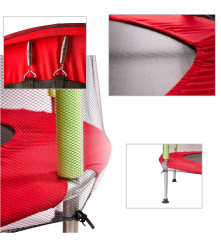 Trambulina cu plasa de protectie pentru copii, 140 cm, sarcina maxima 150 kg, rosu