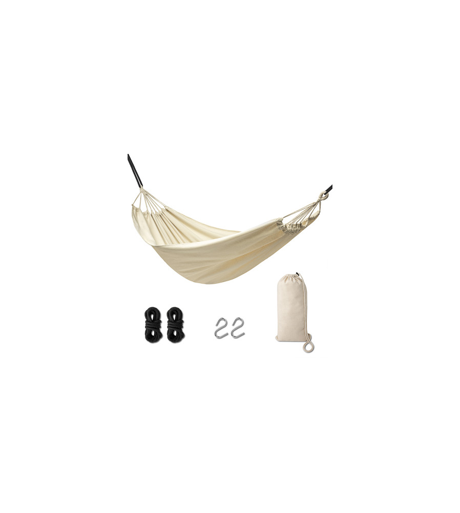 Hamac de gradina sau camping Boho, 200 x 152 cm, ecru, capacitate 120kg