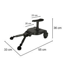Adaptor de carucior pentru al doilea copil, platforma cu scaun , 2 roti, capacitate 25 kg, universal, negru