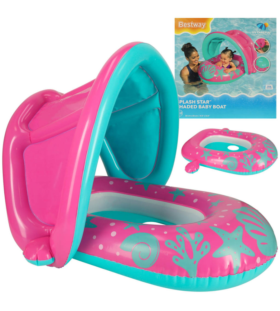 Colac Inot Bestway cu Parasolar pentru Bebelusi 1-2 ani, 18 kg, roz