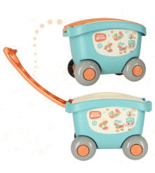 Set Blocuri de Constructie Interactive din Plastic, Carucior de Jucarie cu 32 de Piese, Multicolor