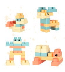 Set Blocuri de Constructie Interactive din Plastic, Carucior de Jucarie cu 32 de Piese, Multicolor