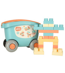 Set Blocuri de Constructie Interactive din Plastic, Carucior de Jucarie cu 32 de Piese, Multicolor