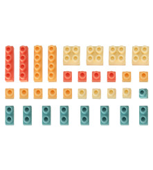 Set Blocuri de Constructie Interactive din Plastic, Carucior de Jucarie cu 32 de Piese, Multicolor