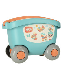 Set Blocuri de Constructie Interactive din Plastic, Carucior de Jucarie cu 32 de Piese, Multicolor