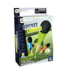 Set Jucarie Lansator de Rachete din Spuma, Foloseste Presiunea Aerului, 3 Rachete, multicolor