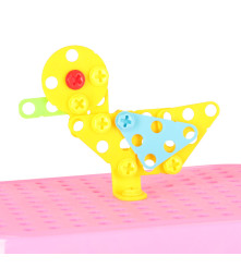 Set de 285 bucati de blocuri creative pentru constructii cu bormasina, Screw Puzzle Box, unicorn - roz