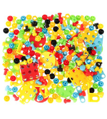 Set de 285 bucati de blocuri creative pentru constructii cu bormasina, Screw Puzzle Box, unicorn - roz