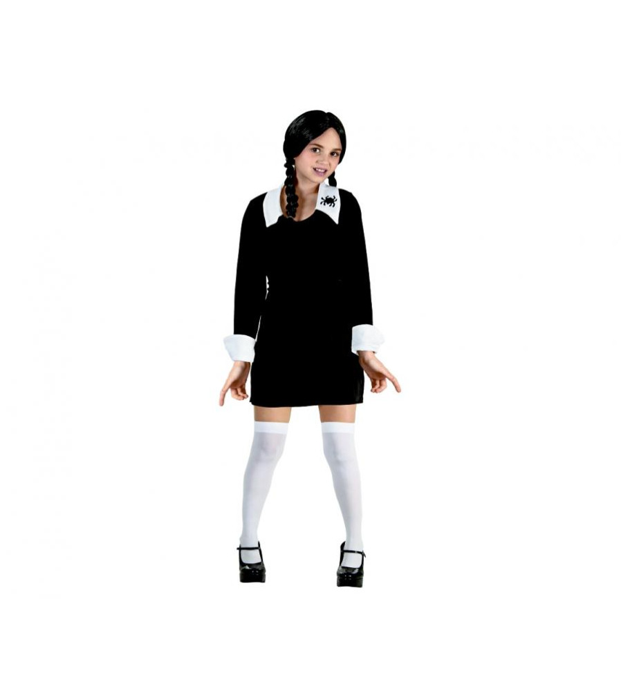 Costum carnaval, scolar gotic, Wednesday, Negru, 8-10 ani 130/140