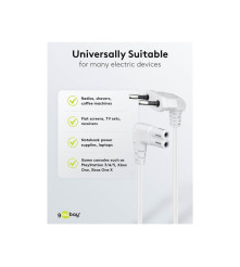 Cablu de conectare goobay Eurostecker  înclinată pe ambele părți, 3 m, alb