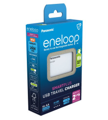 Încărcător USB Panasonic Eneloop BQ-CC87 cu funcție Powerbank, inclusiv 4 baterii Eneloop R6 / AA 2000 NiMH