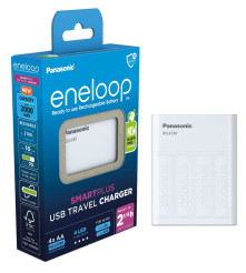 Încărcător USB Panasonic Eneloop BQ-CC87 cu funcție Powerbank, inclusiv 4 baterii Eneloop R6 / AA 2000 NiMH