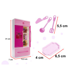 Mobilier de bucatarie interactiv pentru păpuși, 4 segmente, iluminare led, plastic, roz