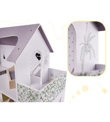 Casa de papusi din lemn cu mobilier inclus, 70cm, gri