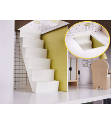 Casa de papusi din lemn cu mobilier inclus, 70cm, gri