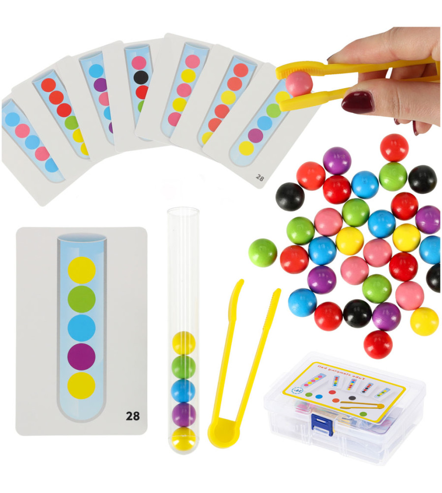 Puzzle educativ cu bile colorate Montessori