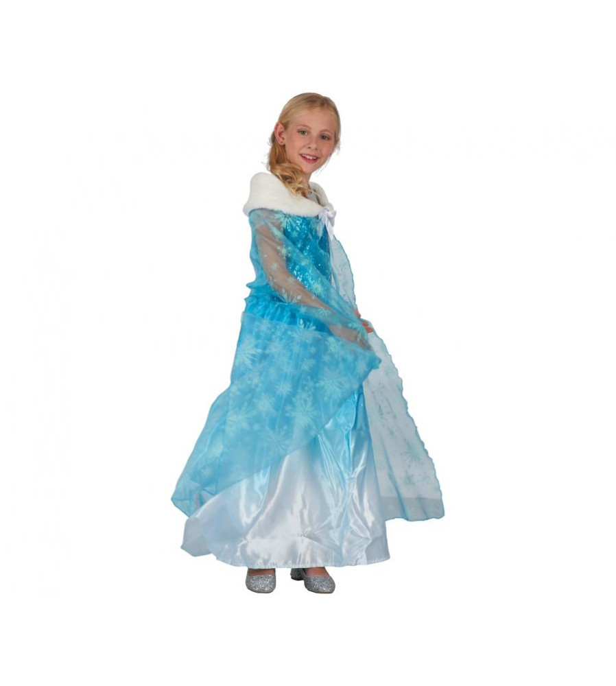 Mantie Printesa Elsa cu guler, pentru copii 4 - 6 ani, albastru (110/120 cm)