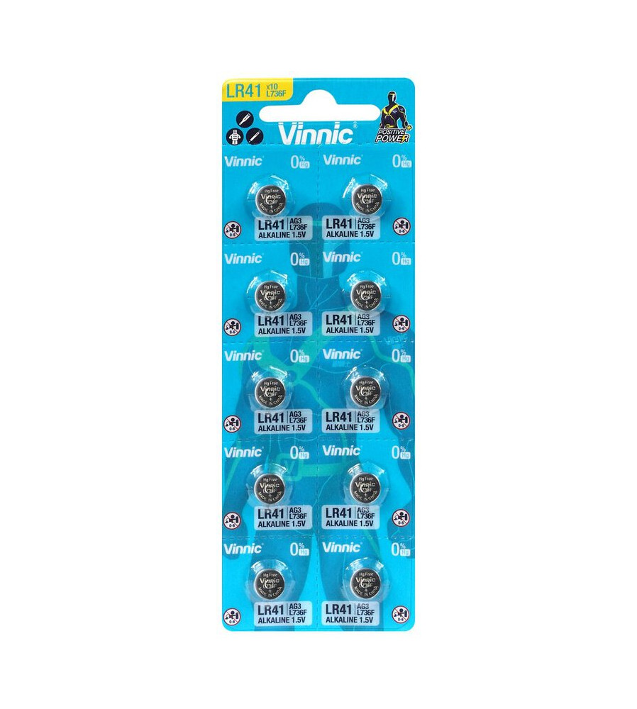 Set 10 baterii alcaline mini Vinnic G3 / AG3 / LR41 / L736 / 192