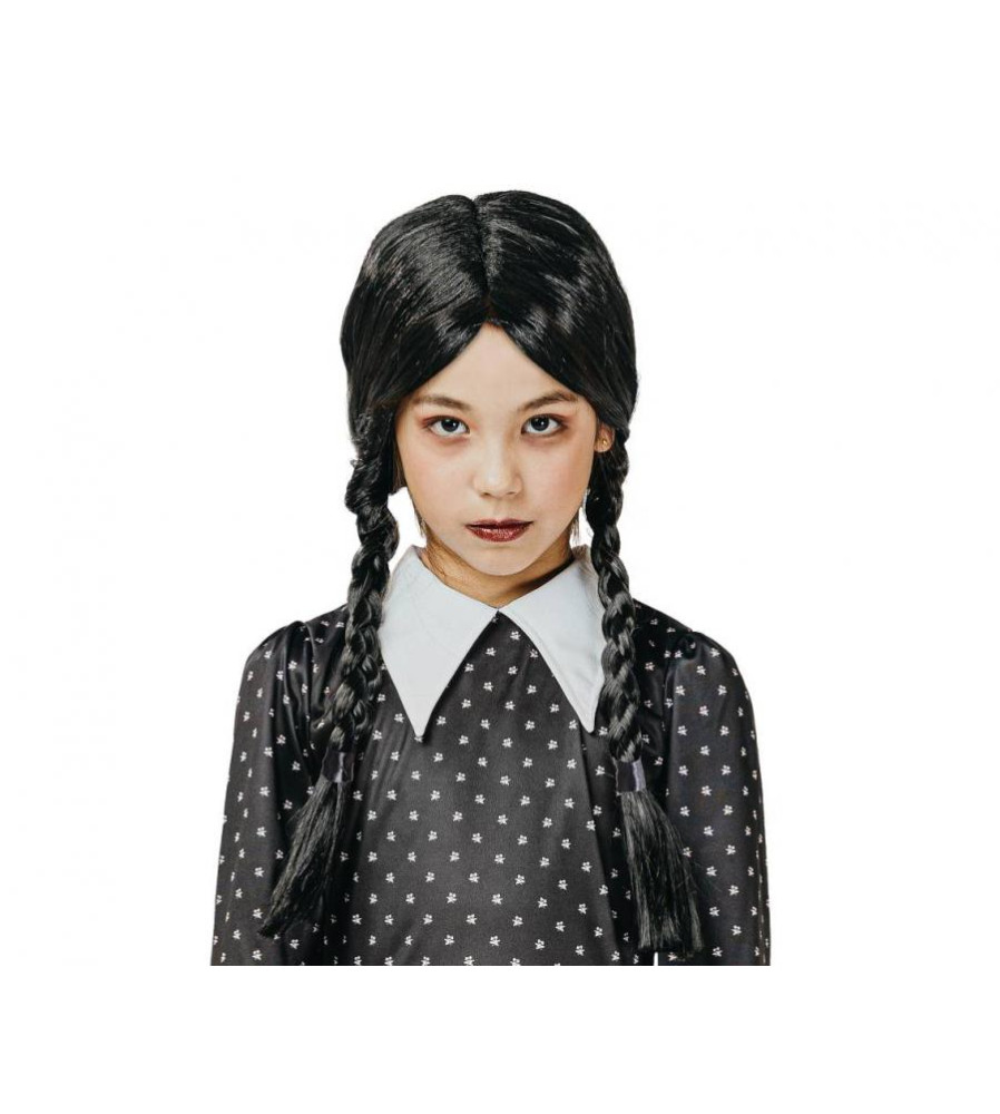 Peruca bruneta, cu codite impletite, Wednesday