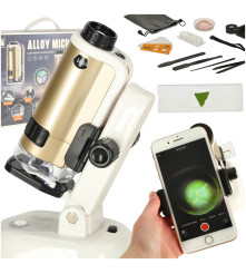 Microscop pentru Copii cu LED și UV, Pliabil, Marire 100X&ndash;250X