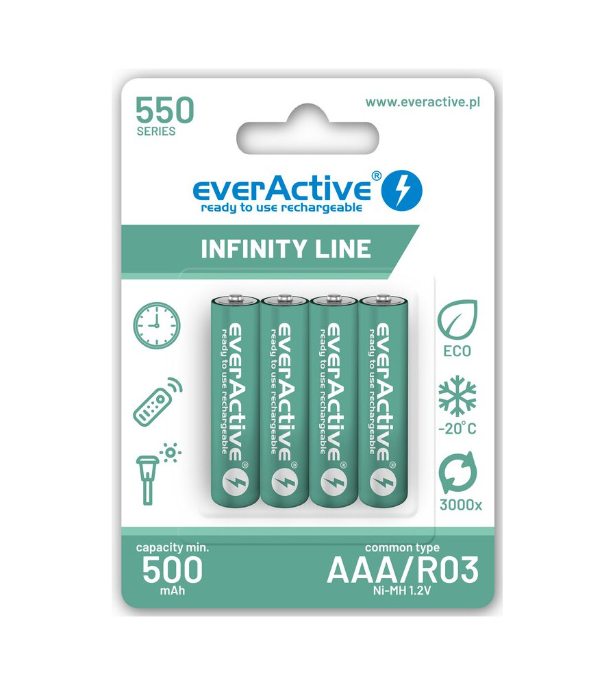 Set 4 baterii reîncărcabile everActive R03/AAA Ni-MH 550 mAh