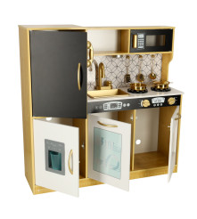 Bucatarie de Jucarie din Lemn, Complet Utilata cu Lumini si Sunete – Alb cu Crem, 82x24x81 cm