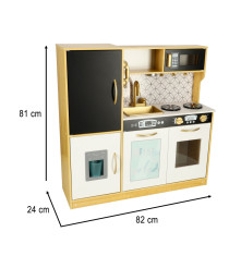 Bucatarie de Jucarie din Lemn, Complet Utilata cu Lumini si Sunete – Alb cu Crem, 82x24x81 cm