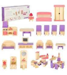 Set mobilier de jucarie din lemn pentru Casuta Papusilor, mov