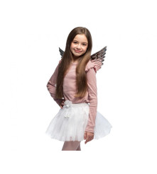 Set costum îngeras argintiu (aripi și fustă de balet), marime universala