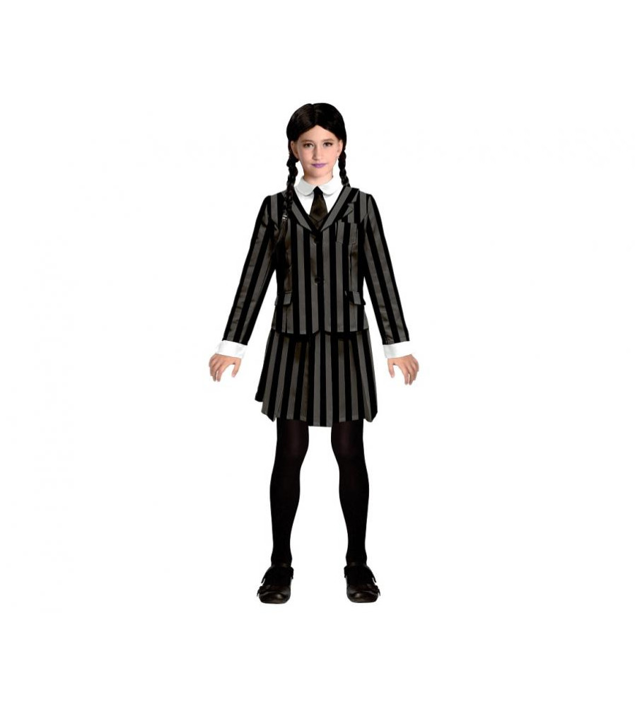 Costum carnaval Wednesday pentru copii, (6 - 8 ani) 120/130 cm