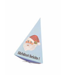 Cutie In Forma De Felie de Tort Din Carton pentru dulciuri, model Mos Craciun, albastru