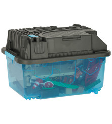 Set pista de curse din 55 de piese, trenulet cu sina, masini de constructii si accesorii