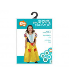 Costum carnaval Alba ca Zapada pentru copii cu bentite, marime 92/104 cm, (3-4 Ani)